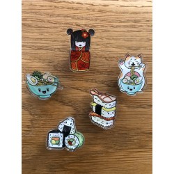 Pins en acrylique - Kawaii - Kokeshi - Ramens - Sushis - Makis _ Maneki Neko