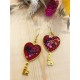 Boucles d'oreilles résine - Clés coeurs rouges