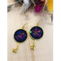 Boucles d'oreilles résine - Clés Noires/Multicolores