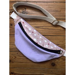 Sac banane en velours côtelé violet pastel - Lapins