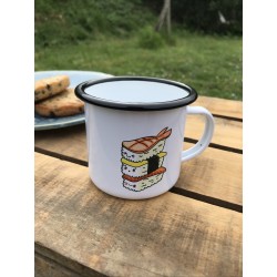 Mug Tasse timbale en métal - Acier émaillé - Sushi nigiri maki