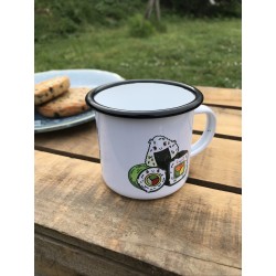 Mug Tasse timbale en métal - Acier émaillé - Maki et Onigiri