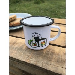 Mug Tasse timbale en métal - Acier émaillé - Maki et Onigiri