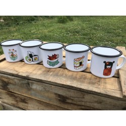Mug Tasse timbale en métal - Acier émaillé - Carpe Koi Nobori
