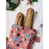 Sac à pain baguette - Coton bio - Fleurs Hana japonaises
