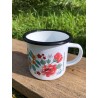 Mug Tasse timbale en métal - Acier émaillé - Fleurs pivoines et sakuras