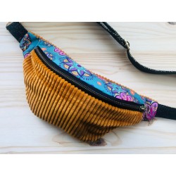 Sac banane en velours côtelé- Mandala - Fabriqué artisanalement en France