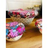 Charlotte recouvre en coton enduit fleurs vintage rose