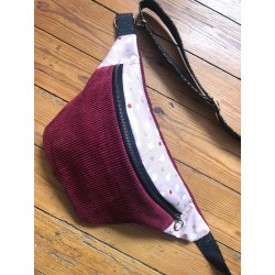 Sac banane en velours côtelé- lapins  - Fabriqué artisanalement en France