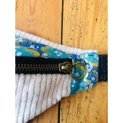 Sac banane en velours côtelé-  sakura cerisiers - Fabriqué artisanalement en France