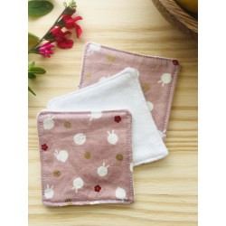 Cotons démaquillants lavables et réutilisable  - Japon lapin rose