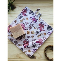 Serviette visage lavable et réutilisable  - Pieuvres roses