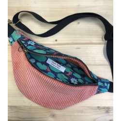 Sac banane en velours côtelé-  Nénuphars - Fabriqué artisanalement en France