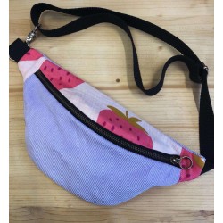 Sac banane en velours côtelé-fraise - Fabriqué artisanalement en France