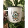 Mug Tasse timbale en métal - Acier émaillé - maneki neko samourai