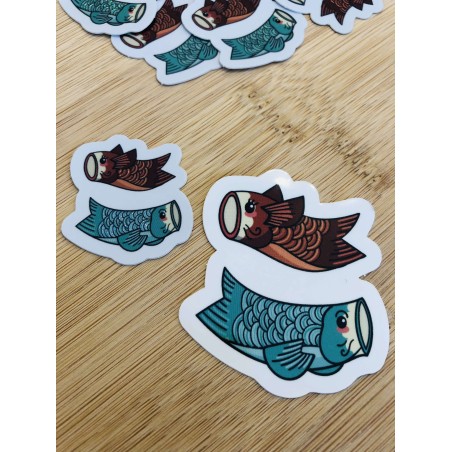 Stickers autocollant kawaii japon carpes koi koinobori