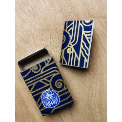 Boite à voeux Daruma - Feuilles bleues 