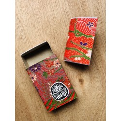 Boite à voeux Daruma - Feuilles bleues 