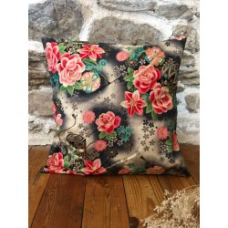 Coussin en tissu japonais - Fleurs roses
