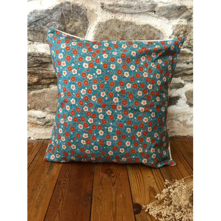 Coussin en tissu japonais - Fleurs de cerisiers rouges