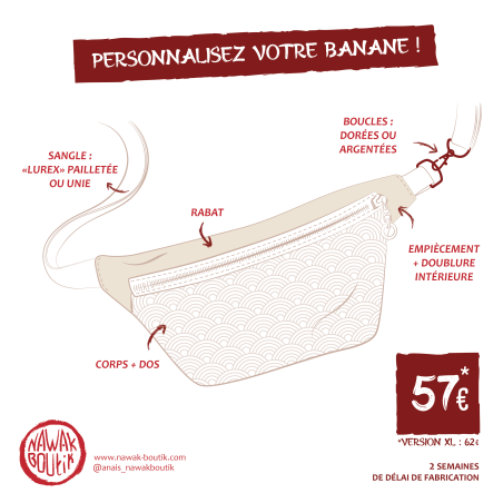 Sac banane en velours à personnaliser  - Fabriqué artisanalement en France