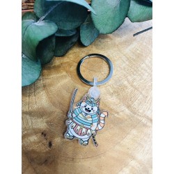 Porte cles kawai maneki neko samourai - chamourai