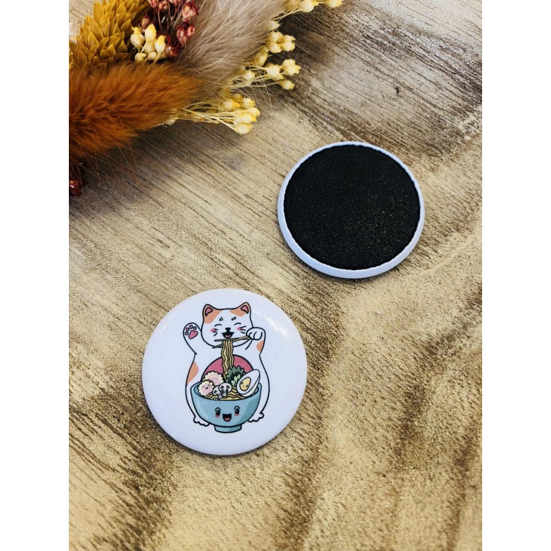 Magnet Aimant en tissu -  Maneki neko et ses ramens