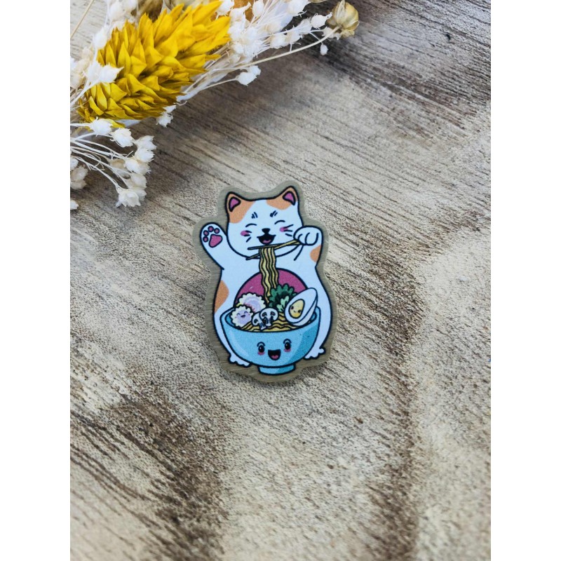 pins en métal émaillé - Maneki Neko et ses ramens