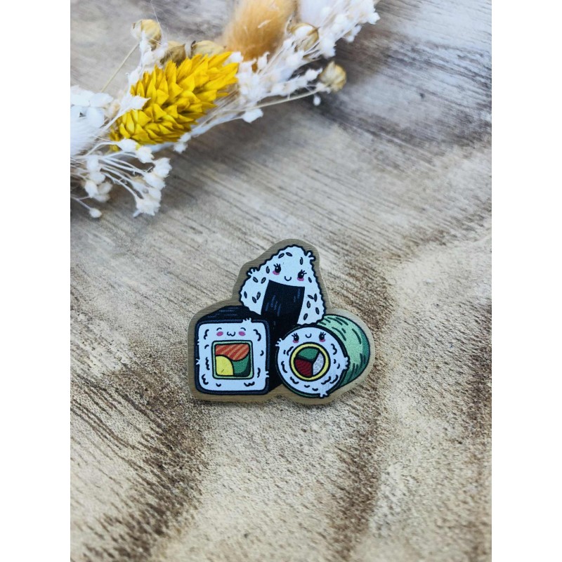 pins en métal émaillé - Makis et onigiri
