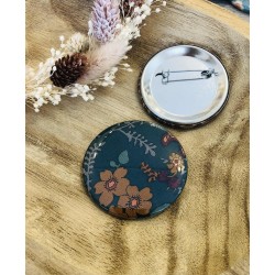 Badge tissu fleurs d'automne