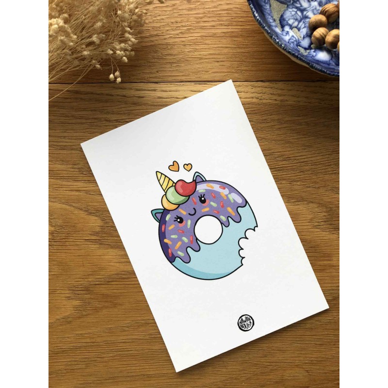 Carte postale Donut licorne