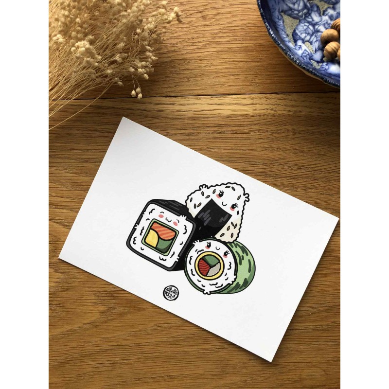 Carte postale makis et onigiri