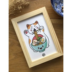 Cadre déco Maneki Neko et son bol de ramen