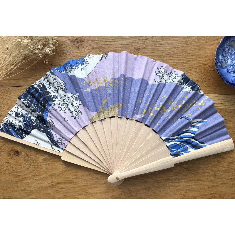 Eventail bois et tissu japonais