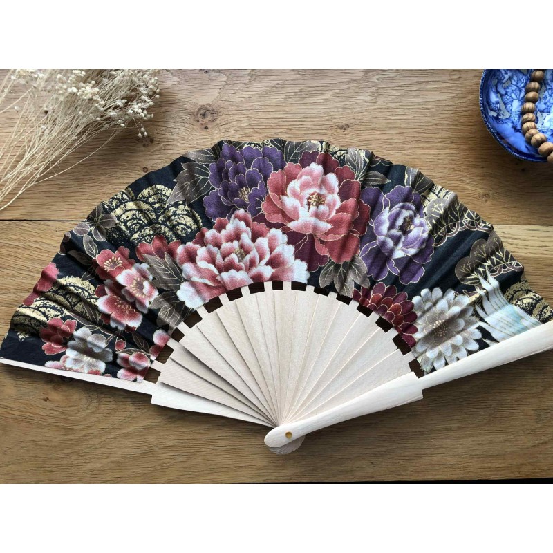 Eventail bois et tissu japonais