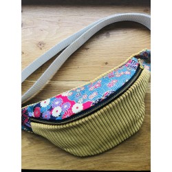 Sac banane en velours côtelé- Tissu japonais - Fabriqué artisanalement en France