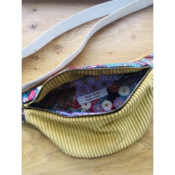 Sac banane en velours côtelé- Tissu japonais - Fabriqué artisanalement en France