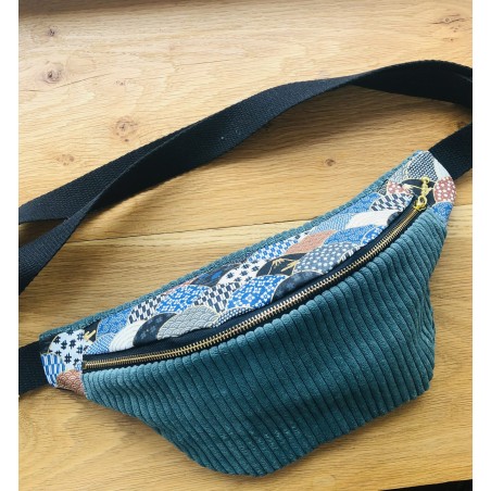 Sac banane en velours côtelé- Tissu japonais - Fabriqué artisanalement en France